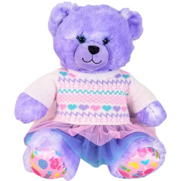 BUILD-A-BEAR WORKSHOP Candy Pop Purple Teddy Bear With Outfit 16" Plush - Picture 1 of 6